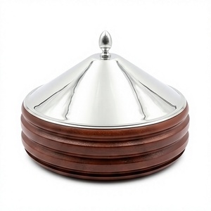 Casserole en bois avec couvercle en acier inoxydable, pot isotherme rond à double paroi, finition noyer, très vendu, qualité supérieure - Product Image 1
