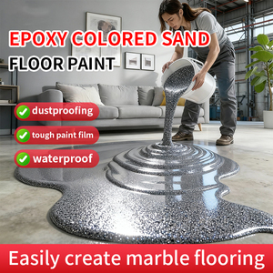 Peinture de sol époxy auto-nivelante effet marbre sable coloré Easy Clean, revêtement décoratif en résine anti-rayures pour application au couteau - Product Image 5