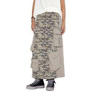 Jupe cargo d'été en gros, multi-poches, tricotée, patchwork camouflage, silhouette droite, style workwear - Product Image 5