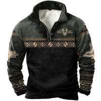 Nouveau polo zippé à col montant imprimé 3D pour homme, collection automne-hiver
