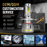 Ampoules de phare LED G19W 200W 48000LM à conception personnalisée en usine, H4 H7 H8 9005 9006 9 à 60V, ventilateur à tube en cuivre, alimentation externe