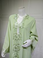 Prêt à expédier : Robes Kimono Abaya en dentelle florale, faites à la main, vente en gros, style turc islamique, cardigan pour femme, longueur au sol, manches longues