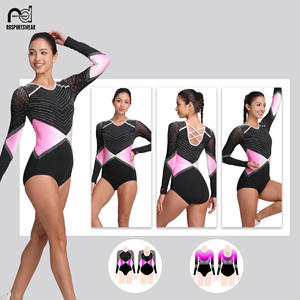 Vente en gros de vêtements de gymnastique personnalisés, justaucorps de danse avec strass brillants, justaucorps de gymnastique de compétition - Product Image 5