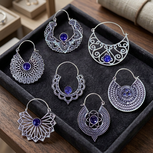 Pendientes de Aro Originales de Latón con Piedra Lunar Arcoíris y Baño de Plata, Estilo Bohemio, para Compromiso, Boda o Regalo - Product Image 1