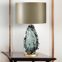 Lampe de table en verre d'art nordique moderne, base en métal, abat-jour en tissu, lumière de chevet de luxe pour la décoration de chambre d'hôtel, de salon