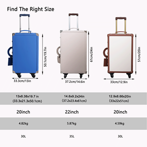Maleta de Viaje Personalizada de Cuero Azul Retro con Ruedas 360 y Candado de Combinación - Product Image 5