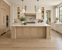Kabinet Dapur Lengkap Gaya Shaker Eropa dengan Panel Beralur Kayu Oak Terang