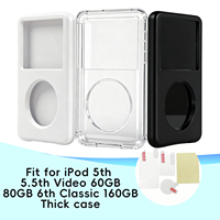Funda Protectora Rígida Transparente Negra y Blanca para iPod 5ta, 5.5ta Generación Video 60GB 80GB, 6ta Generación Classic 160GB, para Carcasa de 13.5mm