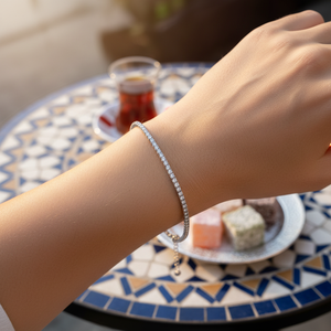 White Zircon Stone Waterway Women's <b>Silver</b> <b>Bracelet</b> From Turkey - Product Image 3