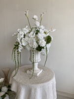 Boule de fleurs artificielle personnalisée RK352 en soie blanche et verte pour centre de table de mariage de luxe, décoration pour événements de mariage