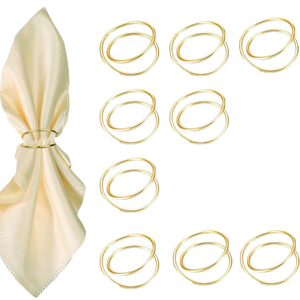 12 PCS Anneaux de serviette en spirale classiques durables en acier inoxydable doré et supports pour dîner en famille, mariage, fête, décorations de table - Product Image 1