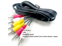 Kabel video dan audio kualitas tinggi 1.8m 3rca ke 3rca stabil kecepatan tinggi warna hitam tahan lama