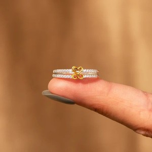 RFJEWEL 2026 Nouvelle bague en laiton plaqué argent avec symbole d'infini en forme <span class=keywords><strong>de</strong></span> cœur doré, bijoux <span class=keywords><strong>de</strong></span> mode <span class=keywords><strong>de</strong></span> haute qualité pour femmes - Product Image 4