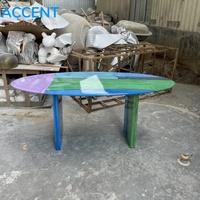 Table de salle à manger ovale en fibre de verre (FRP) peinte à la main, blocs de couleur, prix direct usine, table d'art pour galerie et maison, peinture personnalisée