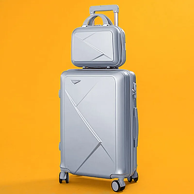 Ensemble de sacs de voyage pas cher, 2 pièces, valise latérale rigide, ABS, chariot plat