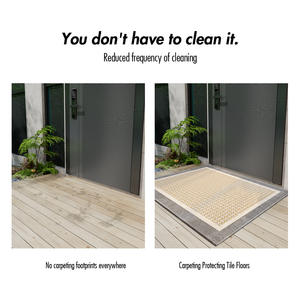 Alfombra de Bambú y Algodón Aterciopelado, Rectangular, Antideslizante, Color Crema, Textura Geométrica, Fibra de Poliéster, Fácil de Limpiar - Product Image 4