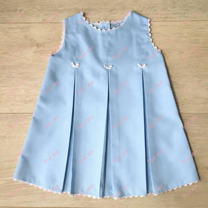 Abito da Festa per Bambina con Pieghe Blu Rac Ric, Senza Maniche, per l'Estate, <span class=keywords><strong>Elegante</strong></span> <span class=keywords><strong>Vestito</strong></span> in Tessuto Tinta Unita - Product Image 5