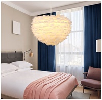 Nordique Moderne Plume Lustre Creative Art Décor Éclairage Intérieur Suspension Maison Hôtel Chambre Noir Corps En Verre LED Ampoule