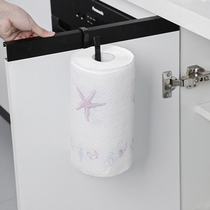 League Wall Mounted Paper Towel Holder Black Punch Free Kitchen Storage Rack Rectangle Shape - Product Image 4