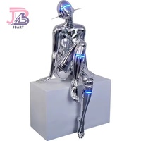 Offre Spéciale galvanisé intérieur grandes Statues en résine Sexy femme résine Statue Sculpture barre décoration Sexy Robot