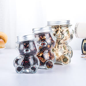 小さなクマの形をしたミニクリア空の食品グレードのガラスキャンディジャークッキー収納ボトル - Product Image 2