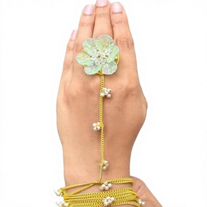 Charming Gold Plated Hand Cuff <b>Bracelet</b> for Women Girls Elegant Traditional Wear for Functions Wear Collections For Women - Product Image 2