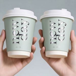 Gobelets en papier à double paroi avec logo personnalisé, qualité alimentaire, jetables, recyclables, pour boissons chaudes, latte, café, thé boba - Product Image 5