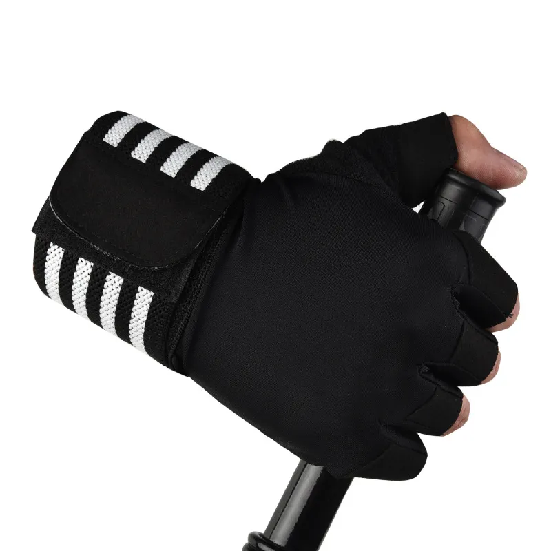 Özel Logo kadın erkek spor eldiven spor sıkıştırma kemer ile halter eldiveni