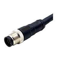 Connecteur de câble de signal d'automatisation industrielle M12 8 pôles mâle en cuivre plaqué or, étanche IP67, surmoulé PUR