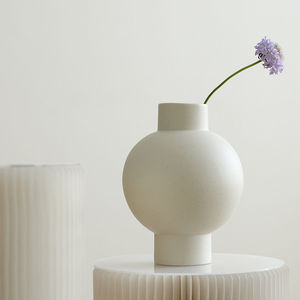 Jarrón de cerámica con forma de linterna, decoración moderna blanca para sala de estar, dormitorio, mesa, arreglo de flores secas - Product Image 1