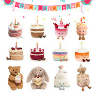 Coussin en peluche personnalisé Kawaii en forme de gâteau d'anniversaire, en coton PP doux, jouet dessert rembourré pour la décoration intérieure et cadeau pour enfants