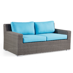 Conjunto de Sofás de <span class=keywords><strong>Jardín</strong></span> de <span class=keywords><strong>Ratán</strong></span> <span class=keywords><strong>Sintético</strong></span> para Exteriores, Resistente a la Intemperie, con Cojín Azul - Product Image 3