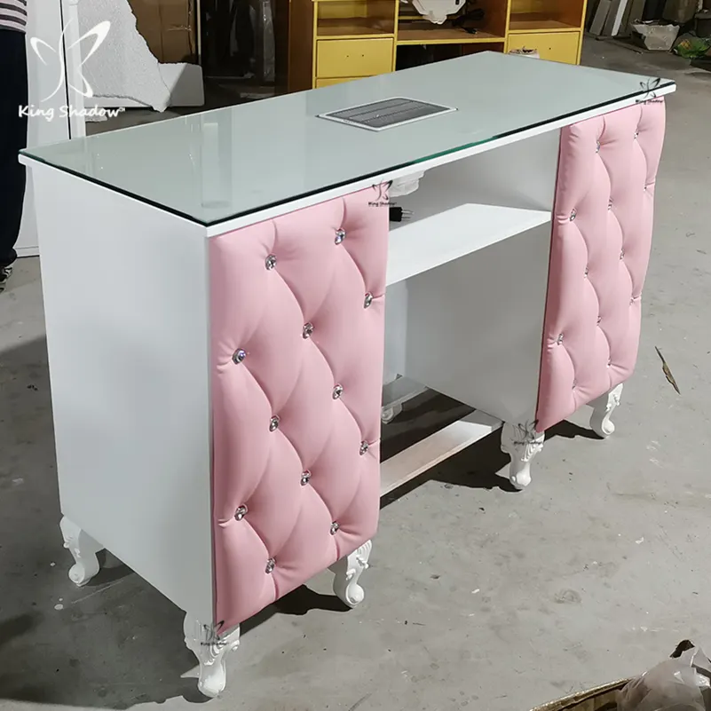 Nagel Benodigdheden Nail Salon Meubels Glas Top Bureau Nail Tafels Nieuwste Manicure Tafel Met Dust Collector