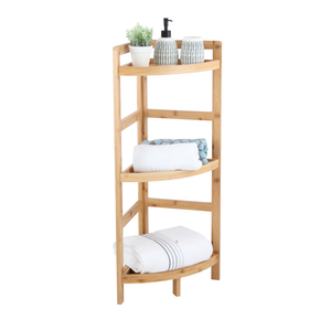 BSCI usine <span class=keywords><strong>bambou</strong></span> 3 niveaux polyvalent coin étagère de rangement étagère pour salle de bain chambre salon - Product Image 3