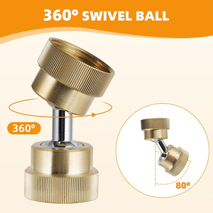 Adaptateur de <span class=keywords><strong>tuyau</strong></span> d'<span class=keywords><strong>arrosage</strong></span> en laiton de 3/4 pouce, 360 ° Connecteur femelle-femelle pivotant avec 2 rondelles, étanche aux intempéries - Product Image 6