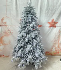 China Manufacturer tree christmas Wholesale Modern LED Pre Lit Flocked Big Snow White Artificial Christmas Tree