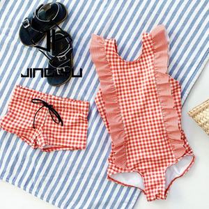 Traje de Baño Personalizado con Estampado de Playa, Bikini con Volantes para Niñas, OEM, Poliéster Reciclado, Traje de Baño de Una Pieza para Niños - Product Image 2