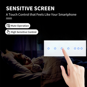 Interruptor de pared de Panel táctil WiFi tipo 225, indicador LED 10A Max. ABS Google Home Alexa para Tuya APP Control Retro 3/4/5/6/7/8/9 Gang - Product Image 3