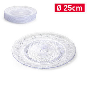 Piatto in Cristallo 25 Cm Trasparente Durevole Riutilizzabile per Conservazione Domestica - Product Image 1