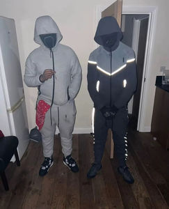 Tuta Sportiva Windrunner Tech Fleece con Logo, Giacca con Zip e Pantaloni Casual Sportivi da <span class=keywords><strong>Donna</strong></span>, Tuta Riflettente con Cappuccio per <span class=keywords><strong>Uomo</strong></span> - Product Image 6