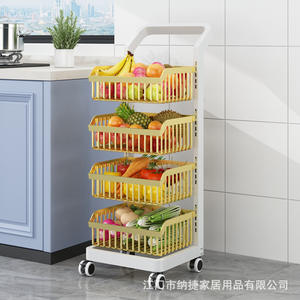 Carrito de Almacenamiento Moderno para Cocina de 4 Niveles, Portátil con Ruedas para Verduras, Frutas y Suministros, Material de Acero al Carbono - Product Image 5