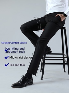 2023 vente en gros hommes mode robe <span class=keywords><strong>costume</strong></span> décontracté droit vers le bas <span class=keywords><strong>bleu</strong></span> <span class=keywords><strong>marine</strong></span> noir recadrée haute qualité pantalons d'affaires - Product Image 5