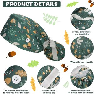 Banda para el sudor transpirable unisex, bonito estampado para clínica dental, gorro de trabajo, gorros de fregado dental, gorros de fregado dental, gorro con lazo en la espalda - Product Image 5