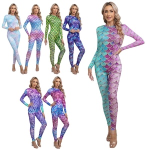 Traje de Baño de Sirena para Mujer, Mono de Cuerpo Entero con Estampado de Escamas de Pez, Traje de Baño para Cosplay, Actuaciones Escénicas - Product Image 1