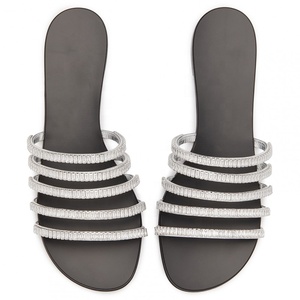 Sandales plates de luxe avec strass pour femmes, chaussures saisonnières à la mode, <span class=keywords><strong>2020</strong></span> - Product Image 3