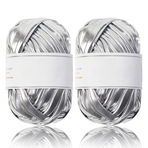 Fashion Shiny Metallic Leather Touching <b>100</b>% <b>Polyester</b> T Shirt Hand Knitting <b>Yarn</b> for Bag Crocheting - Product Image 1