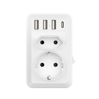 Produk Baru 1 hingga 2 Jalur Ekstensi Daya Listrik EU, Adaptor Steker Pengisi Daya Dinding OEM Soket Ekstensi Tahan Api PC CE ROHS FCC