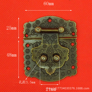 Antique Style Zinc Alloy Furniture <b>Lock</b> 40x33mm Keyless Traditional Design For Wooden Box - Product Image 3