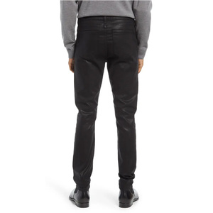 Jeans en denim ciré <span class=keywords><strong>noir</strong></span> ajustés et cintrés sur mesure pour hommes, coupe slim, effet empilé - Product Image 3