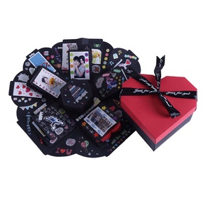 Caja de embalaje hecha a mano para <span class=keywords><strong>Aniversario</strong></span> de cumpleaños, hecho a mano álbum de fotos, color negro, sorpresa, explosión de corazón - Product Image 2